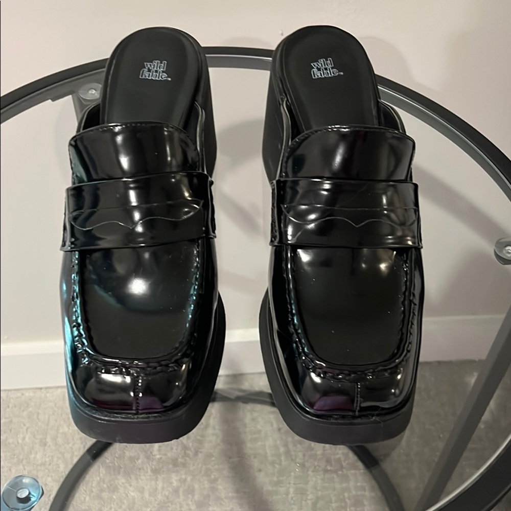 Black Loafer Mules